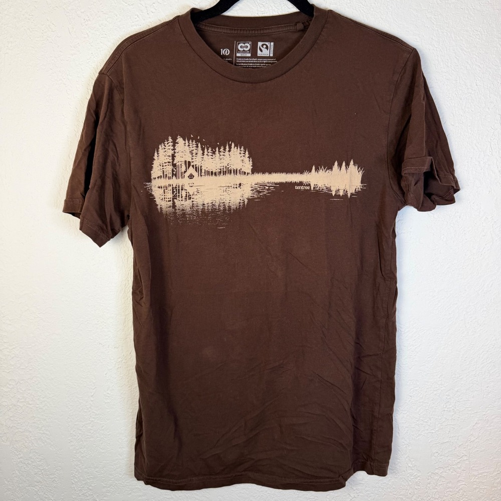 Tentree Mens S Brown Organic Cotton Guitar Forest Graphic Tee Shirt Gorpcore